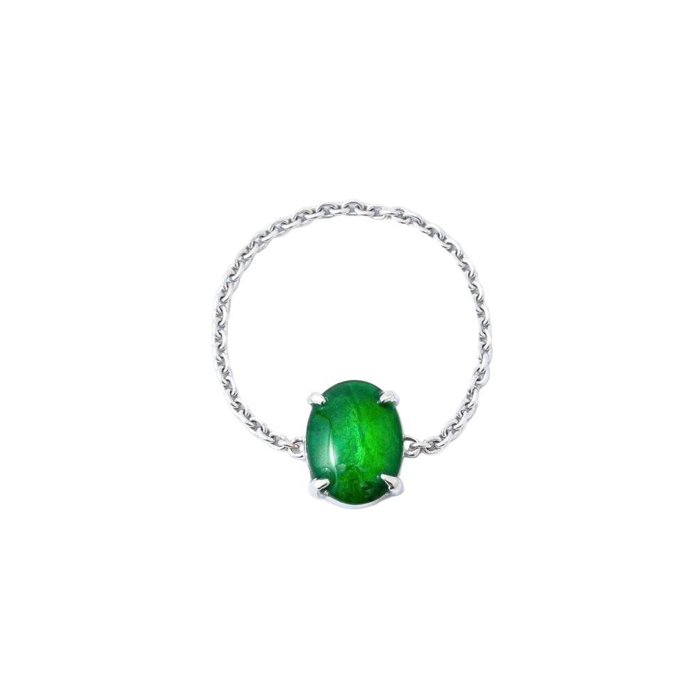 Jade Cabochon Chain Ring