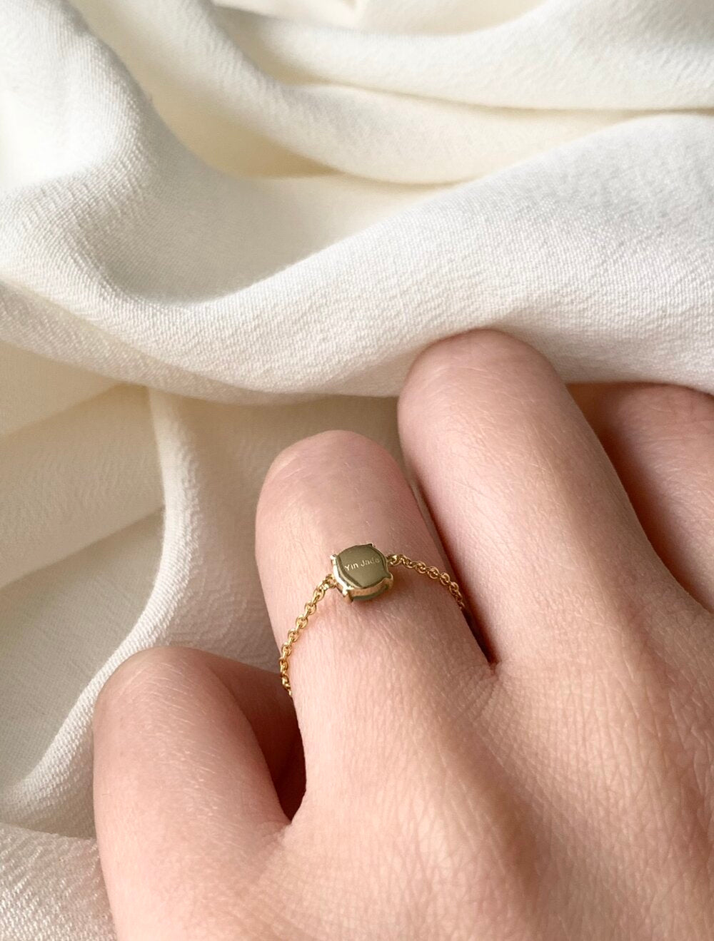 Apple Green Jade Chain Ring