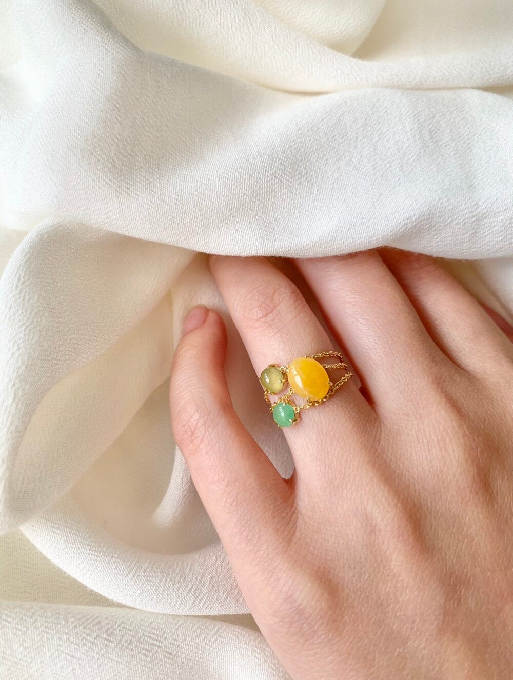 Apple Green Jade Chain Ring