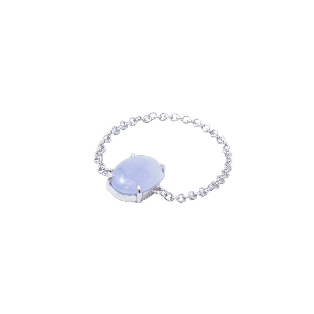 Lavender Jade Cabochon Chain Ring