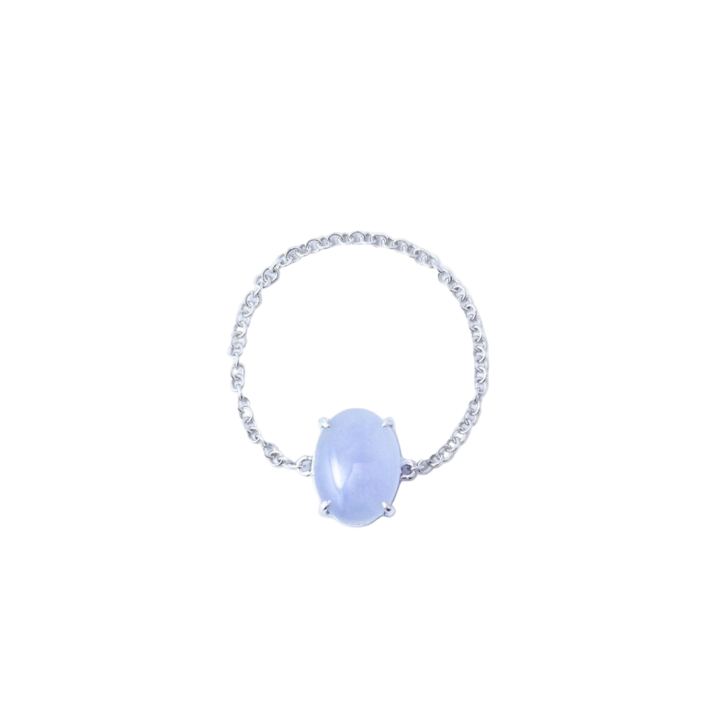 Lavender Jade Cabochon Chain Ring